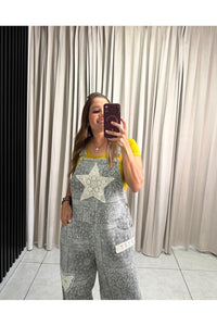 Paisley Print Wide-Leg Overalls