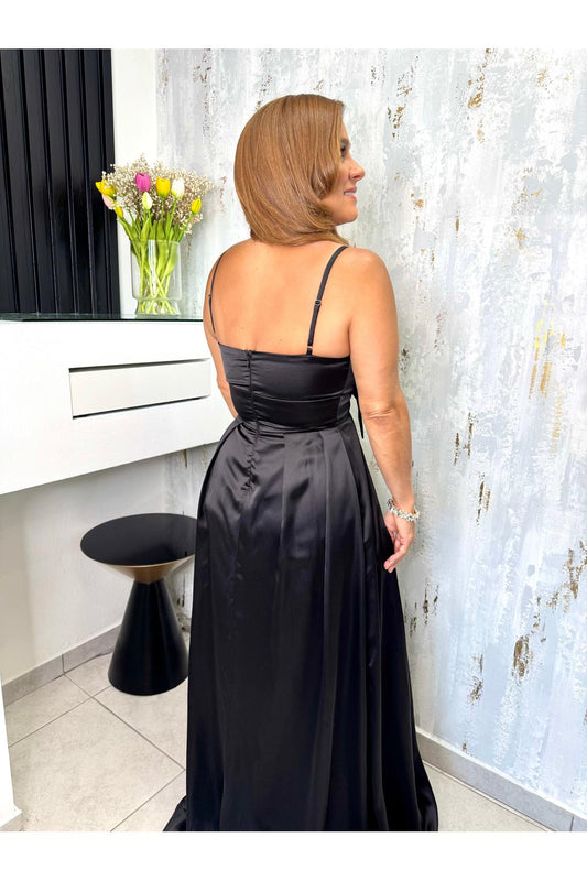 Coquette Spaghetti Strap Satin Maxi Dress