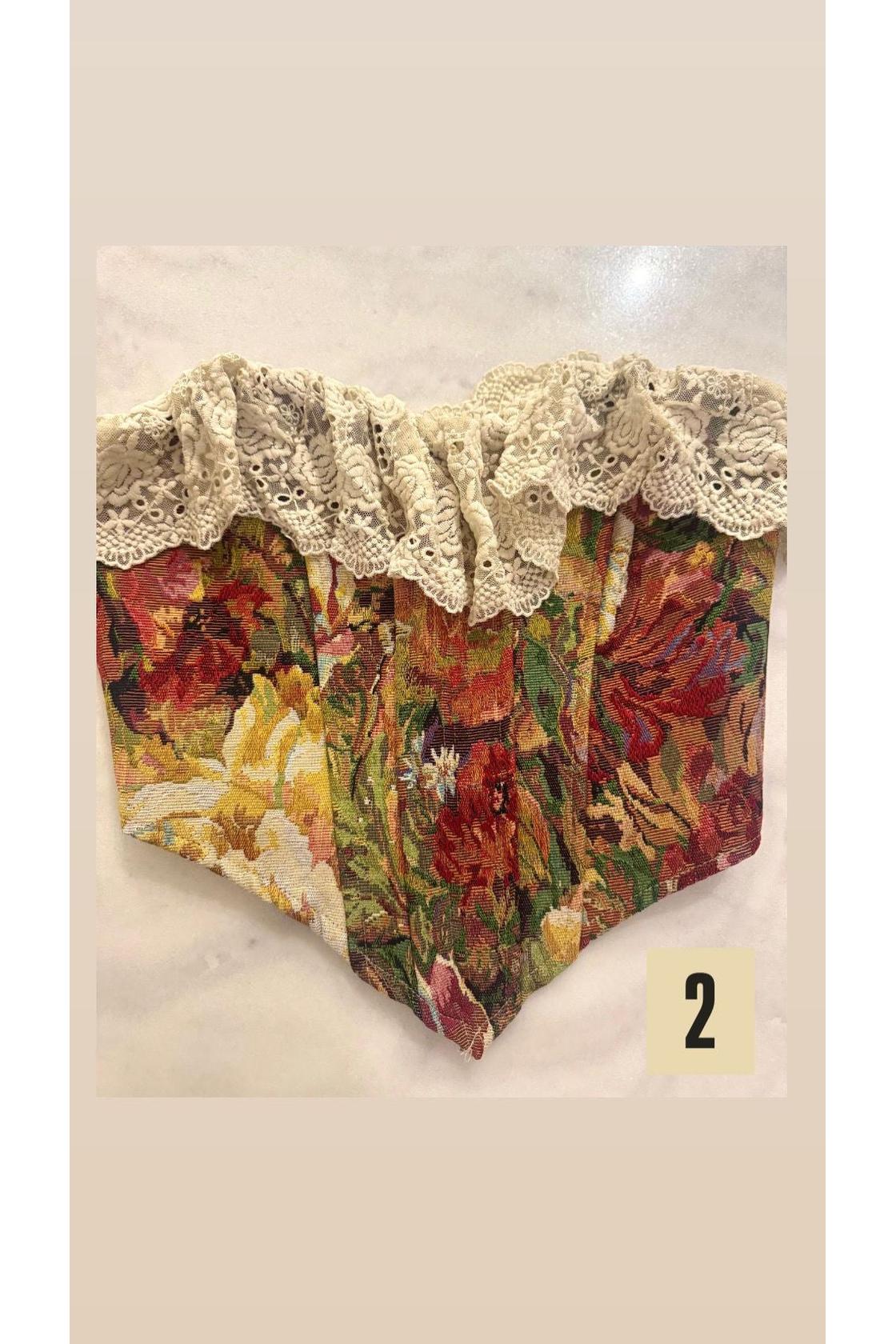 Floral Lace Trim Corset Bustier Top