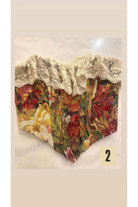 Floral Lace Trim Corset Bustier Top