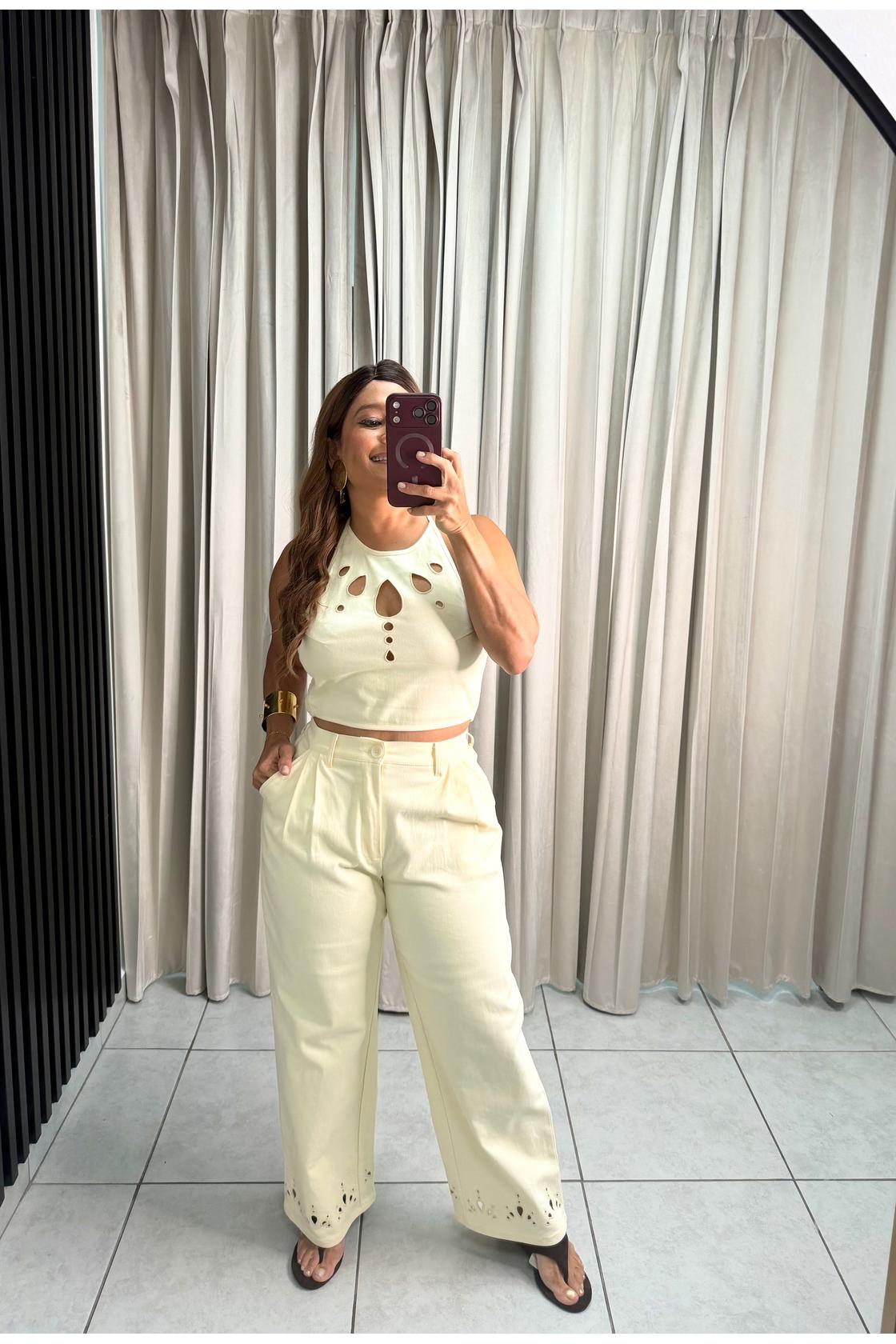 Butter Yellow  Cutout Two-Piece Set