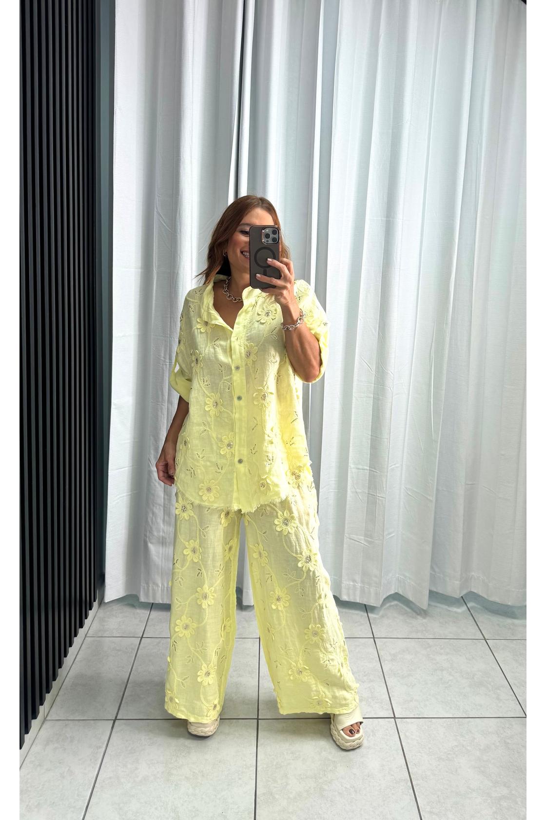 Embroidered Flower Two piece Set