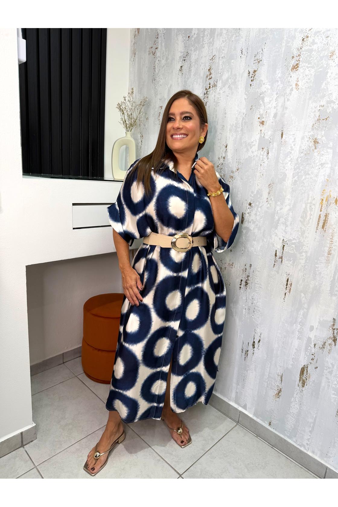 Abstract Print Maxi Shirt Dress