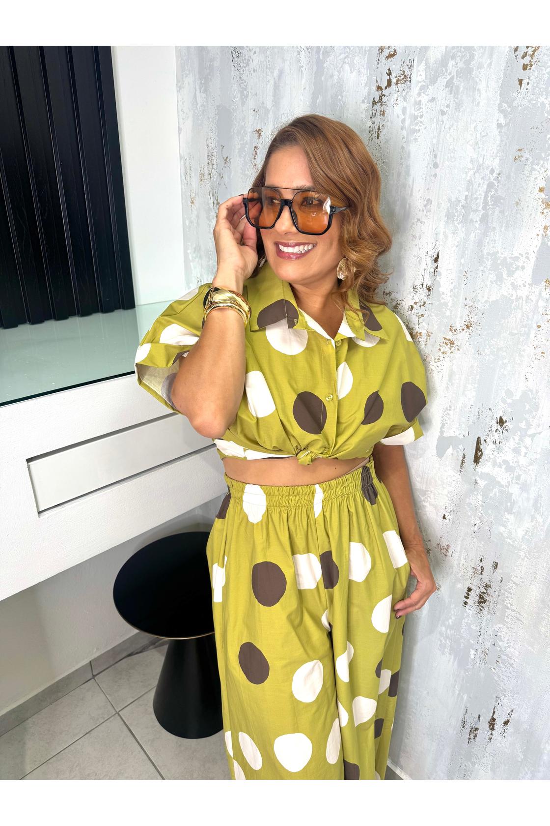 Polka Dots Set Blouse & Pants