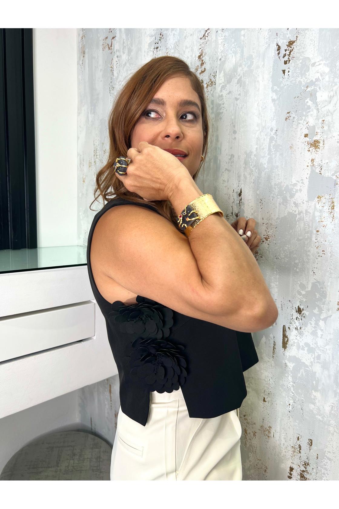 Elisa Floral Applique Sleeveless Top