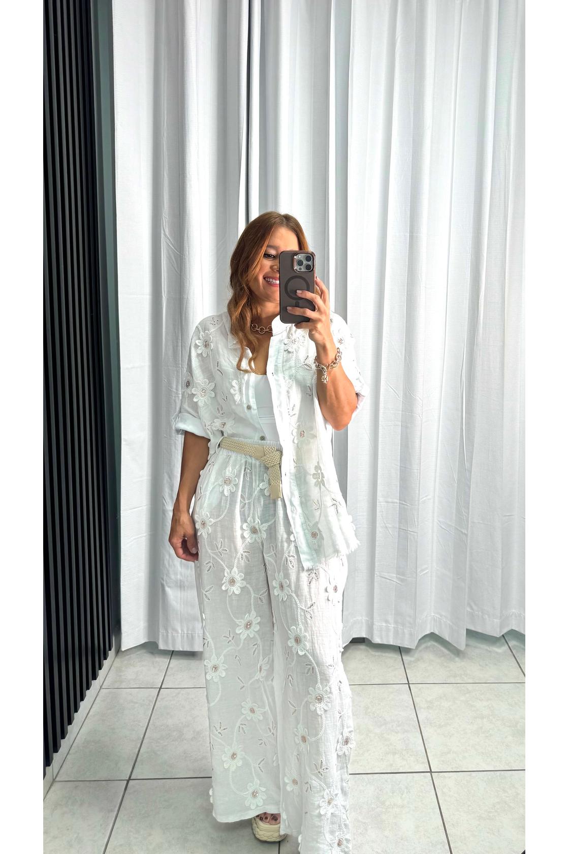 Embroidered Flower Two piece Set