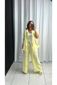 Embroidered Flower Two piece Set