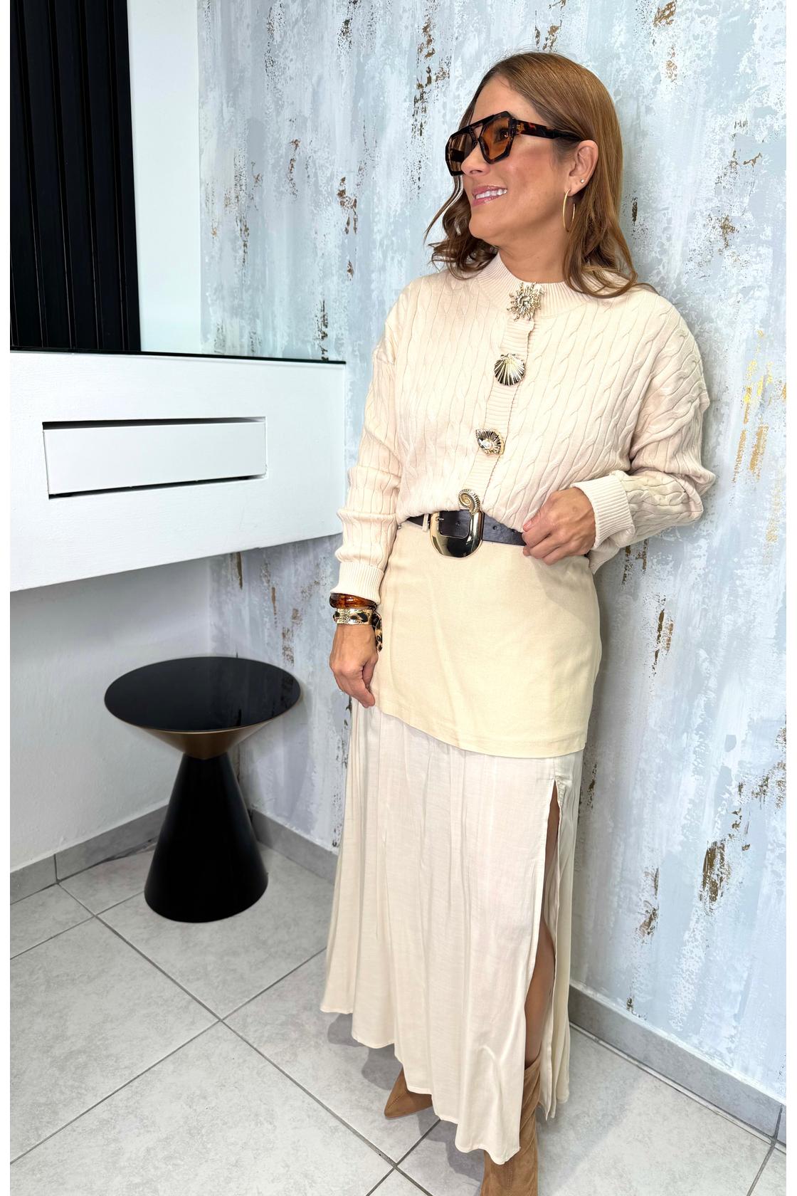 Celia Button Gold SweaterJacket