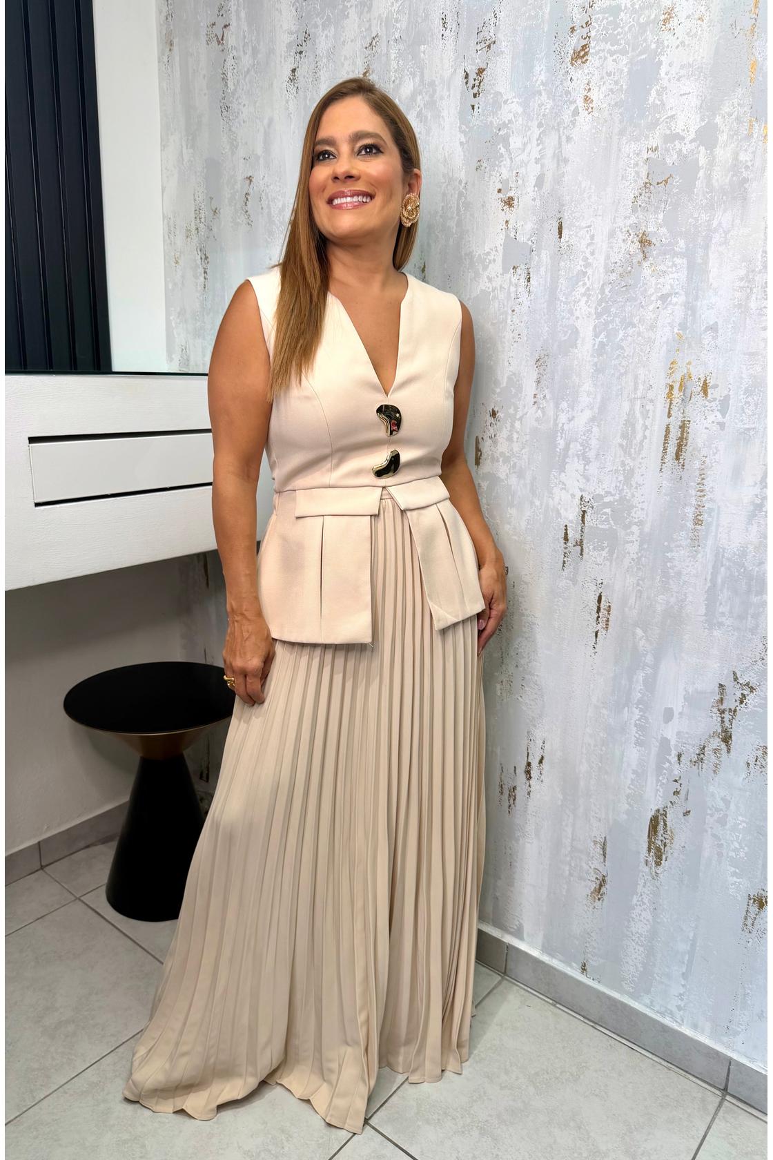 Heritage Vest Peplum
Pleated Skirt Set