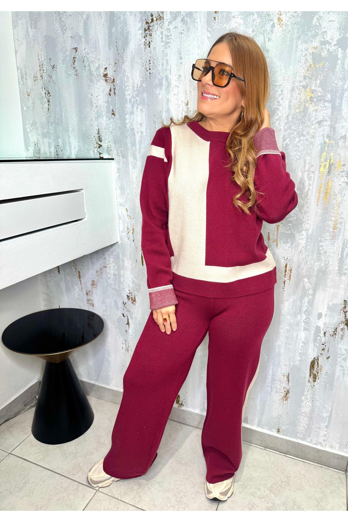 Set Travel Sweater Top Wide Leg Pants