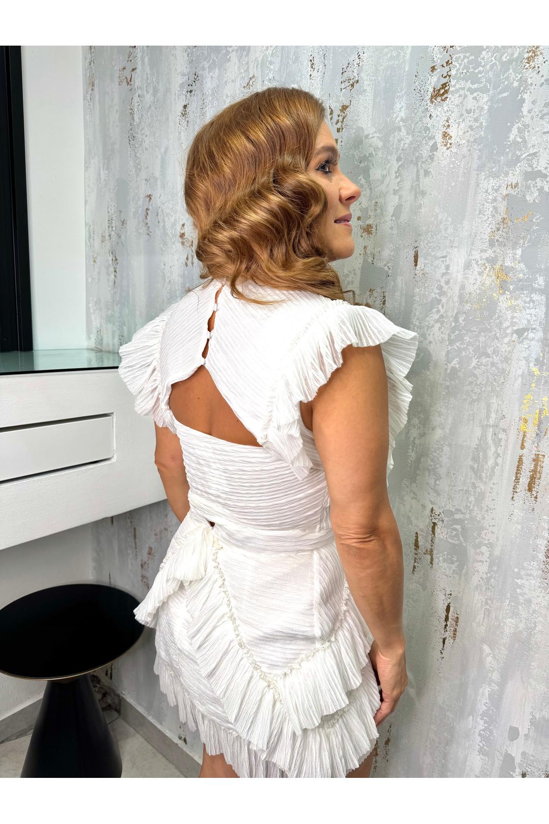Set Ruffled   Detail V-neck Top & Skirt Ruffled