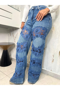 High Rise Denim Lace