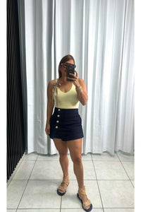 Denim Skort Featuring Front Button