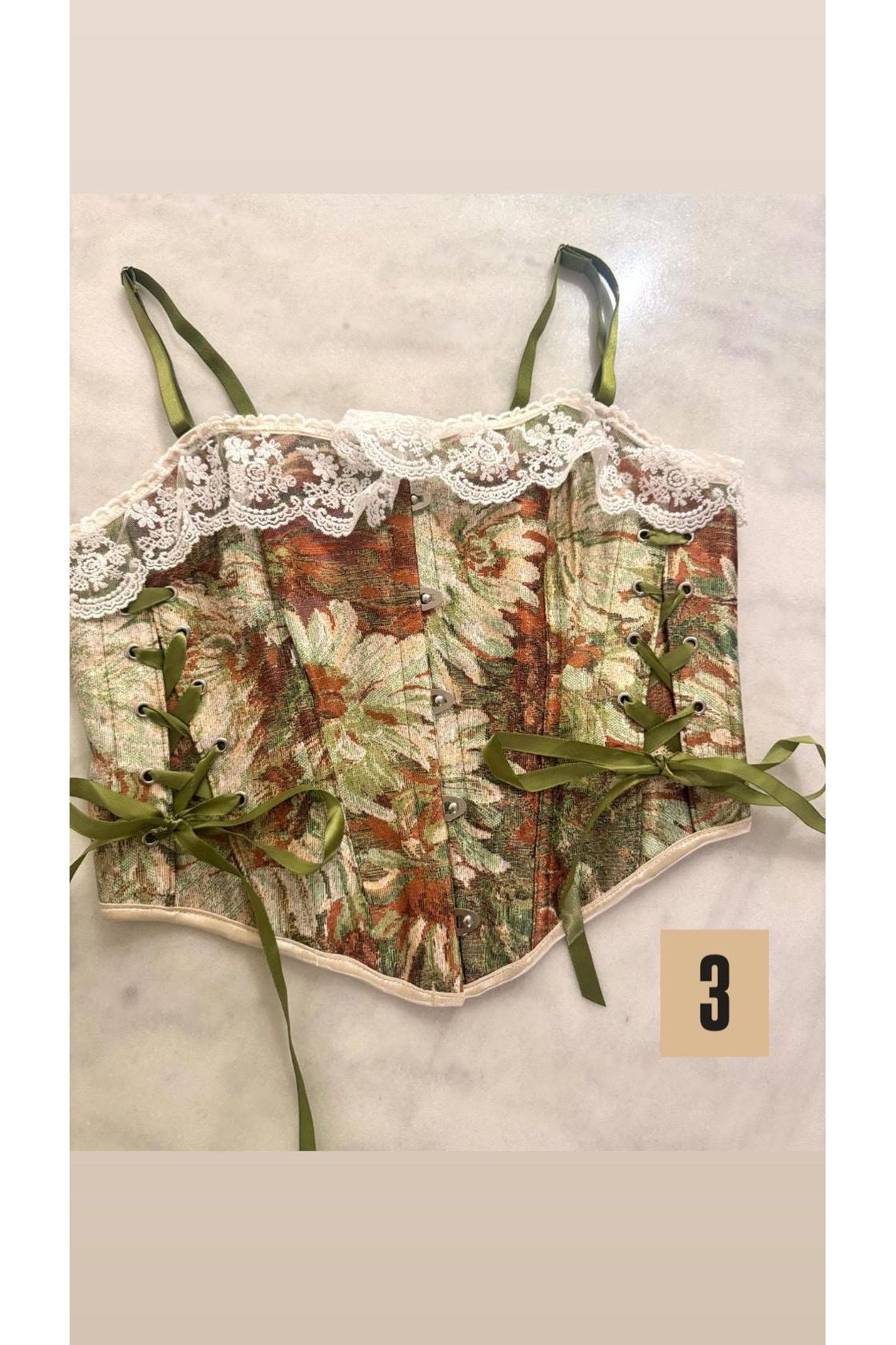 Floral Lace Trim Corset Bustier Top