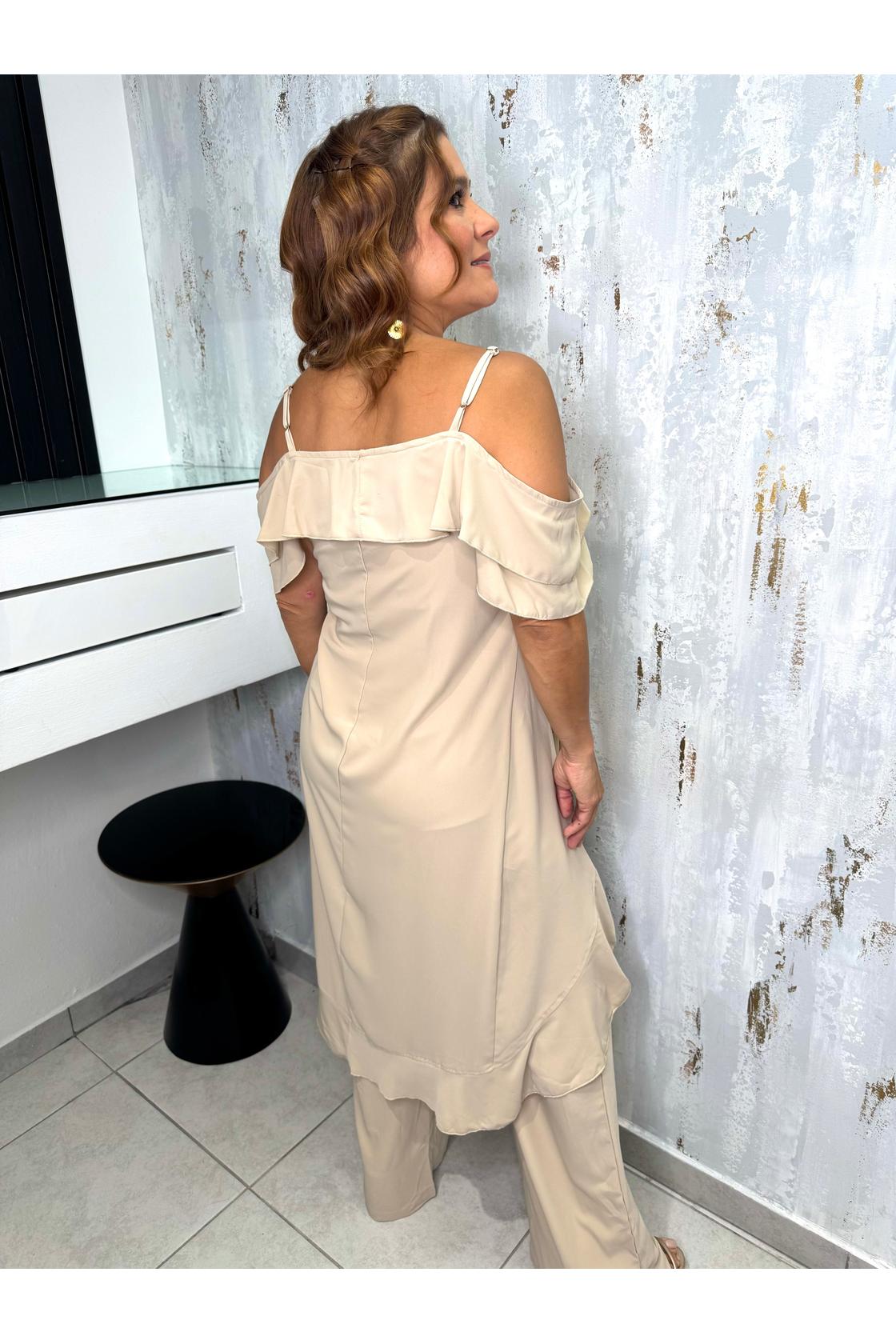 Ruffle Cold Shoulder Jumpsuit