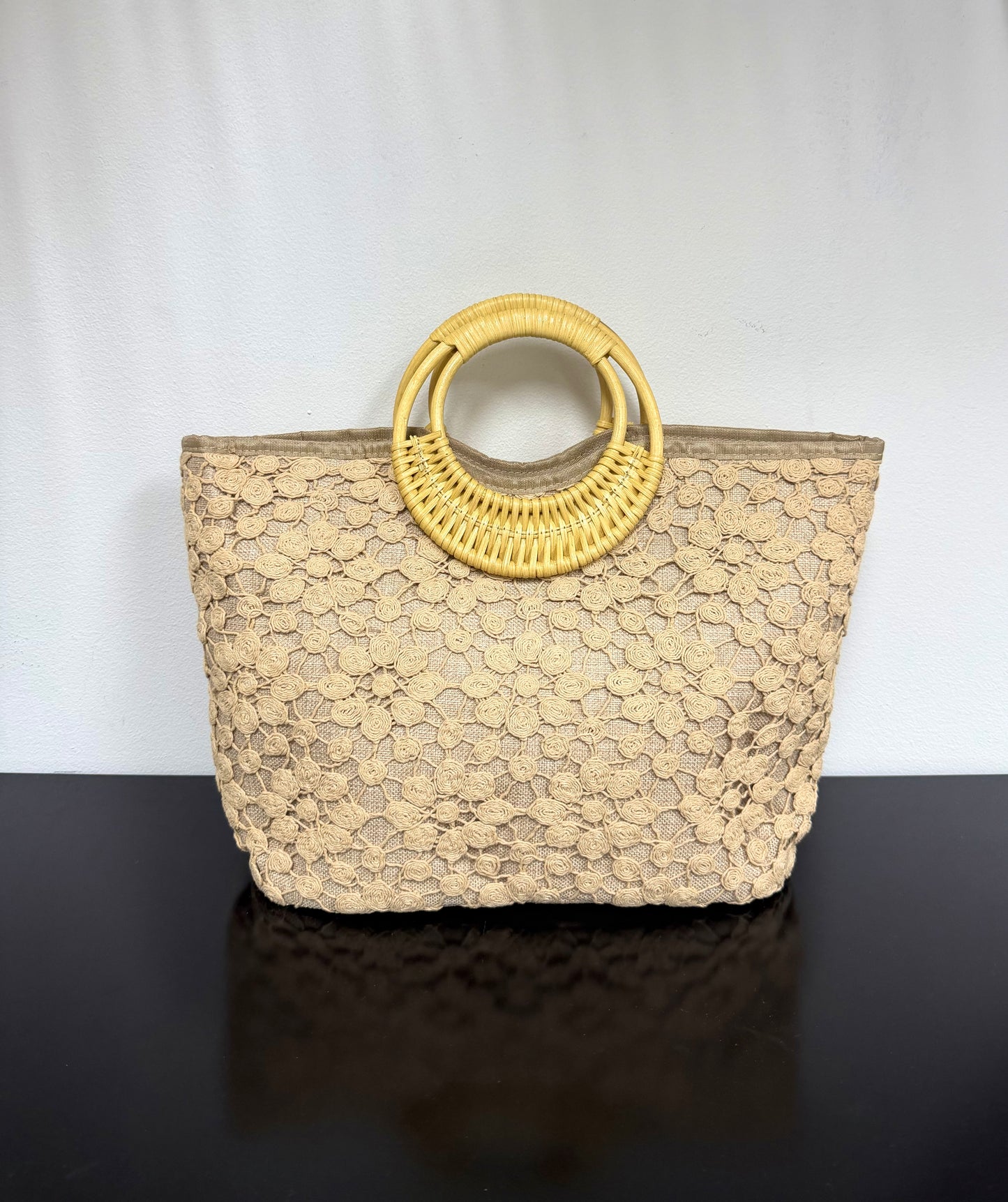 Floral Pattern Design Rounded
Handle Tote Bag