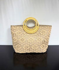 Floral Pattern Design Rounded
Handle Tote Bag