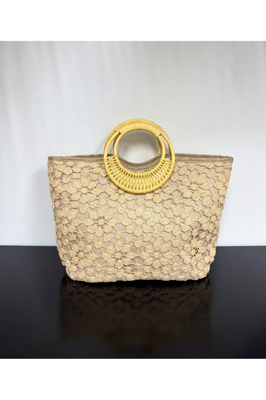 Floral Pattern Design Rounded
Handle Tote Bag