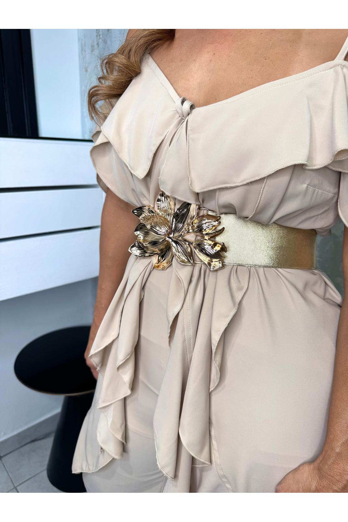 Ruffle Cold Shoulder Jumpsuit