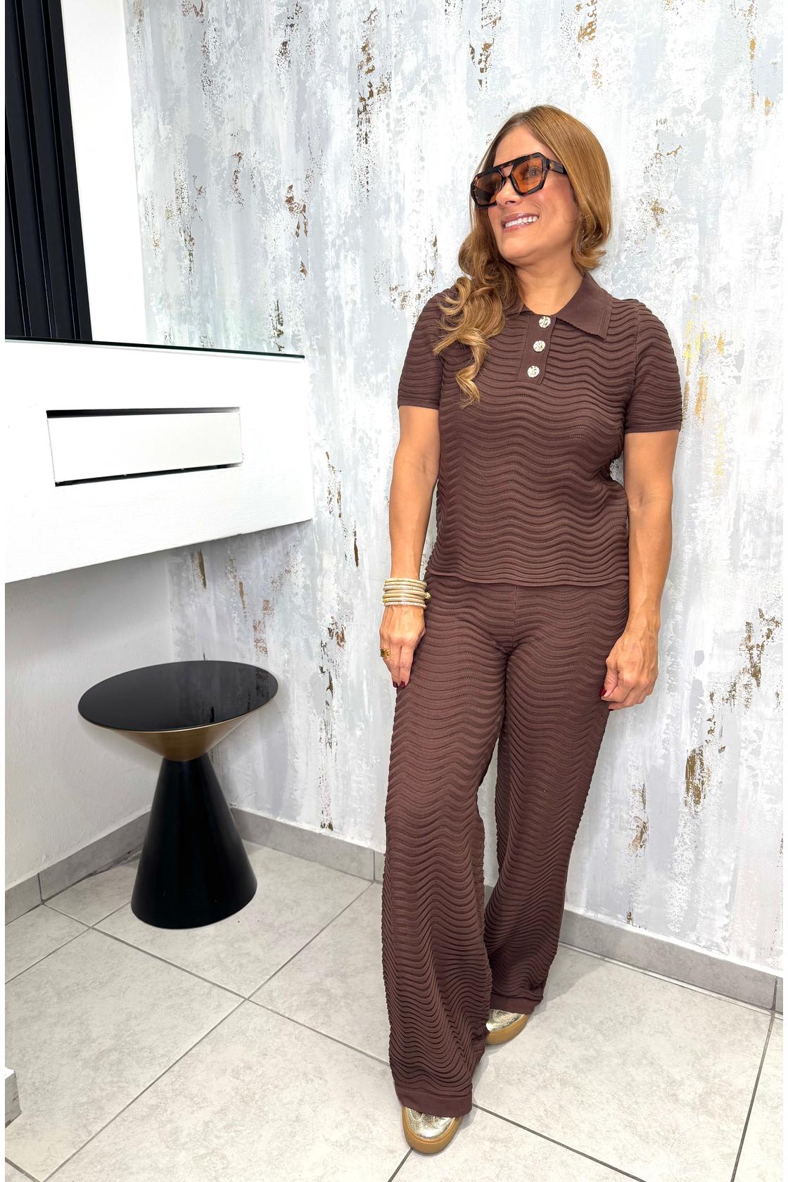 Plain Knitting Pants Set