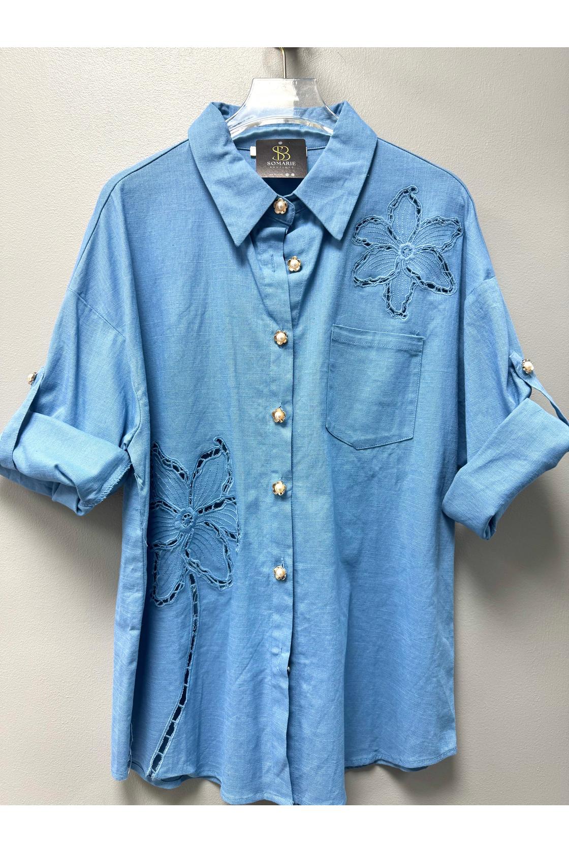 Lazor Cut Detail Button Shirt