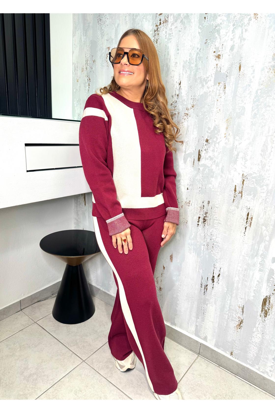 Set Travel Sweater Top Wide Leg Pants