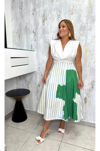 Stripe Printed A Line Skirt