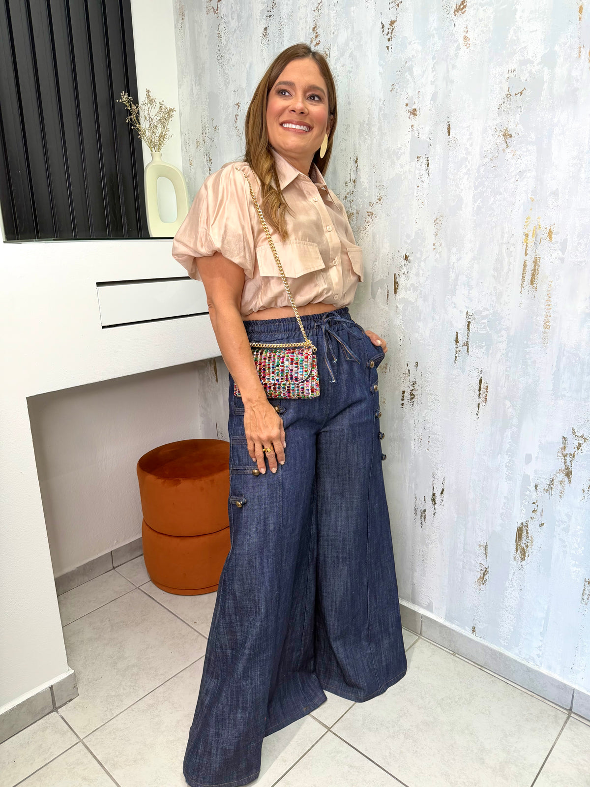 Cropped Buttoms Blouse